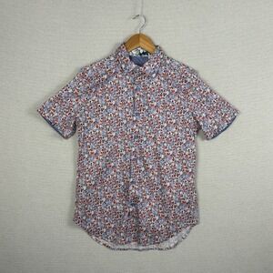 Robert Graham Button Up Mens S Tiger Novelty Print Flip Cuff Short‎ Sleeve